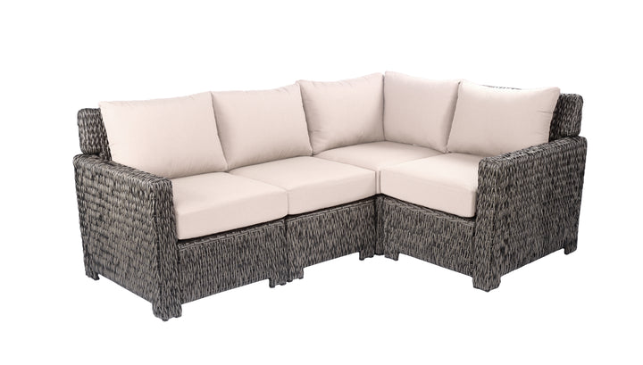 Laguna Point 4-Piece Wicker Outdoor Sectional Chairs with CushionGuard Quarry apricot Cushions
