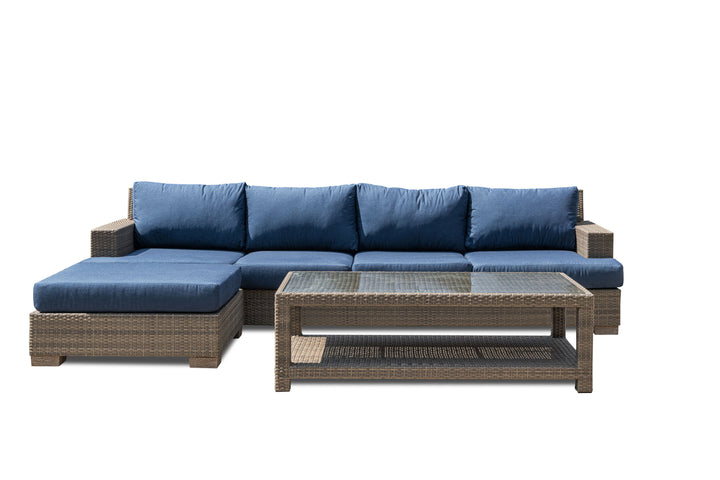 Flax 4-seat sofa with ottoman with Sunbrella® Cushion