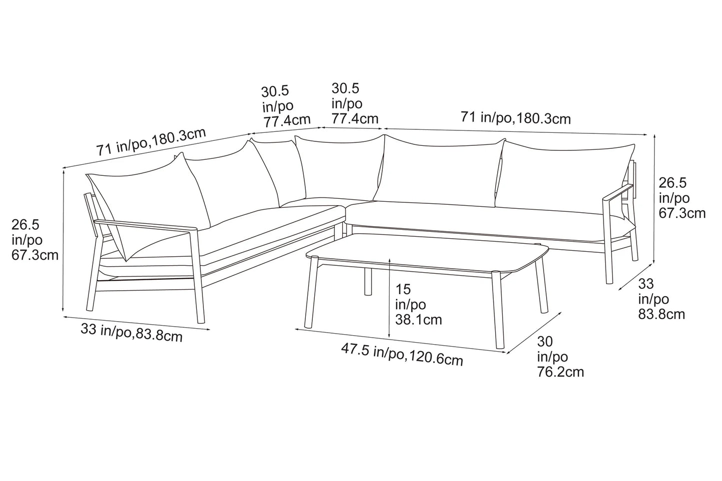 Monti 5-seater Sectional