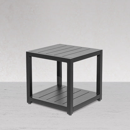 Chestnut LUX Black Aluminum Square End Table - Enclover