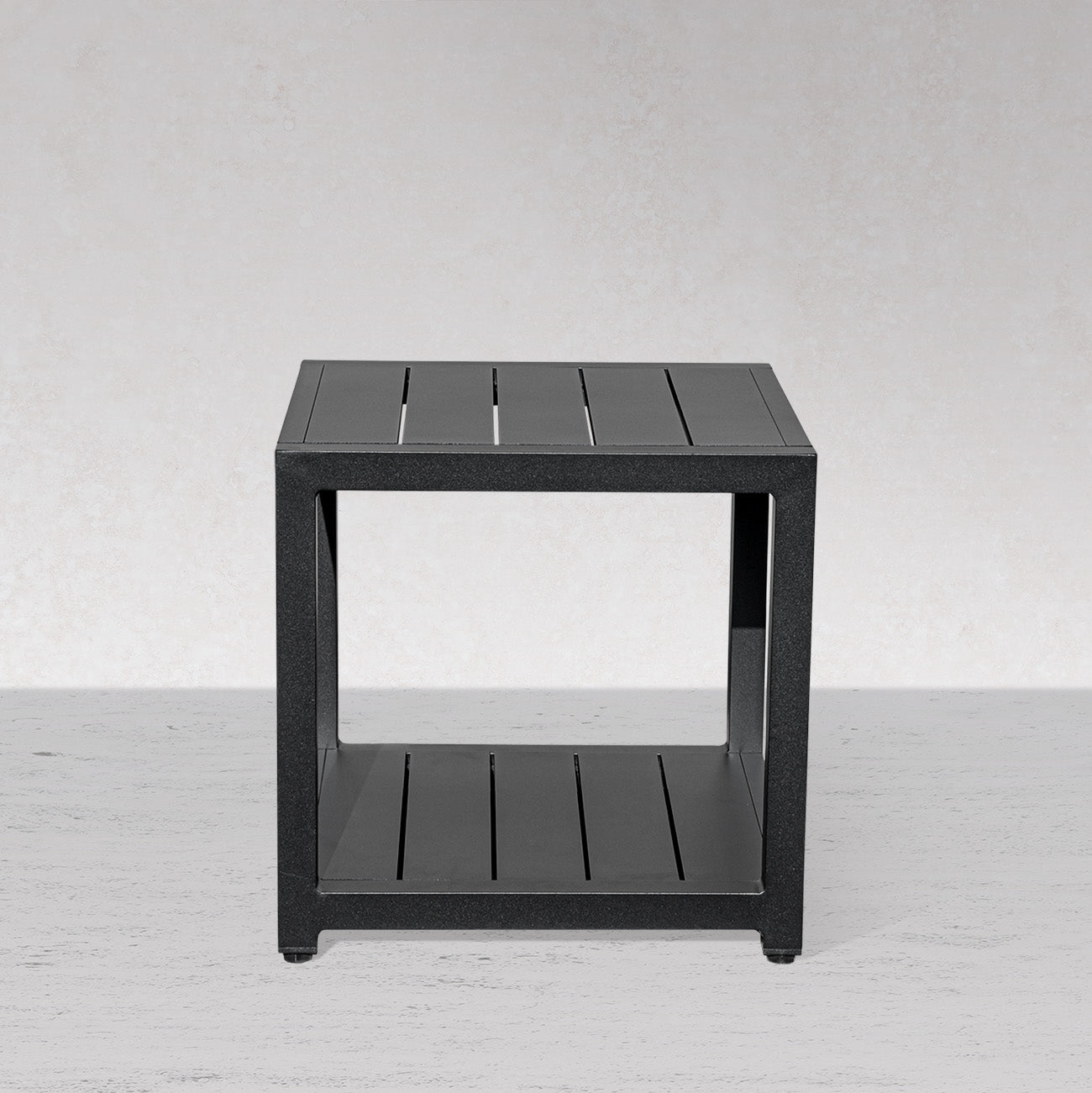 Chestnut LUX Black Aluminum Square End Table - Enclover