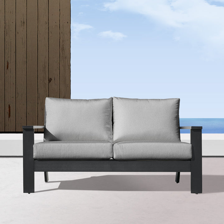 Magnolia Black Aluminum Loveseat with Sunbrella® Cushion