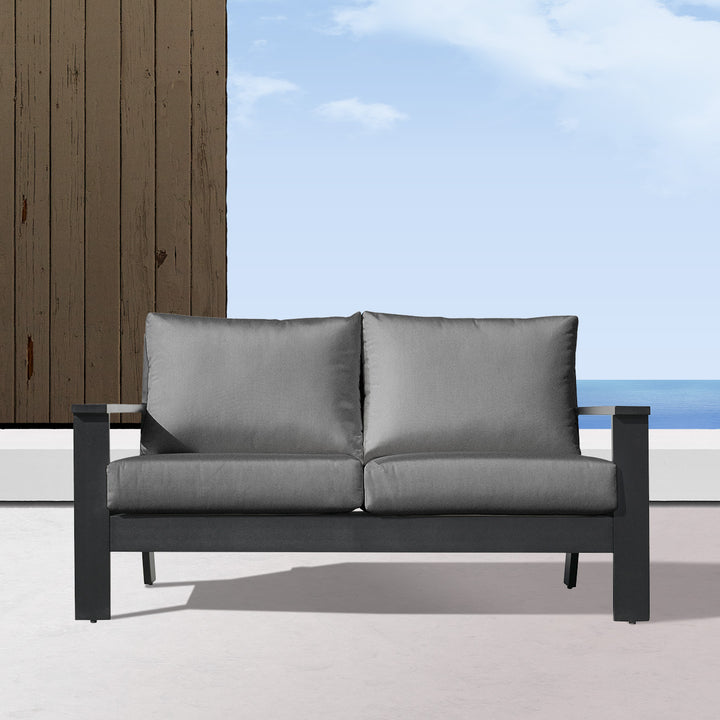 Magnolia Black Aluminum Loveseat with Sunbrella® Cushion