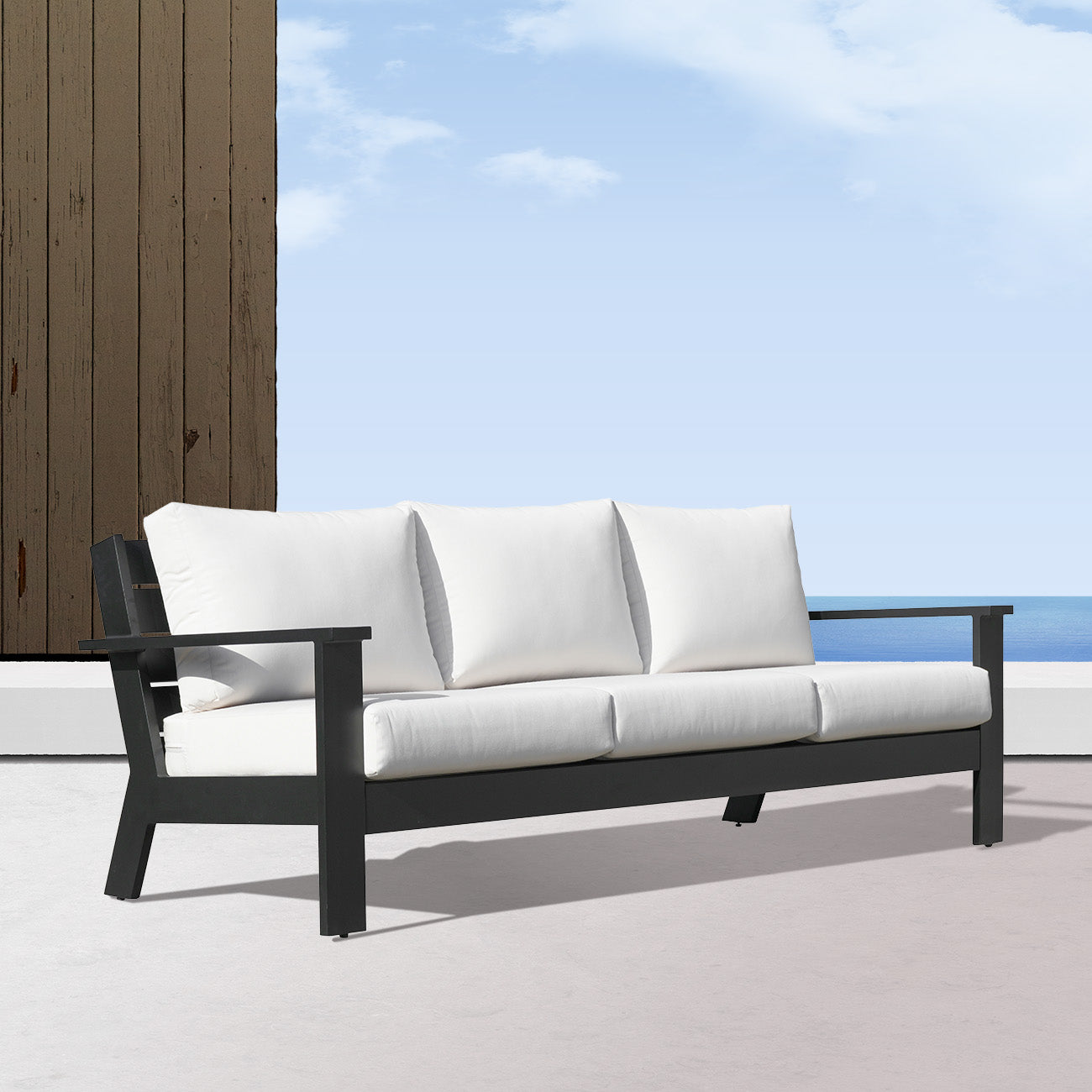 Black aluminum outdoor sofa sale